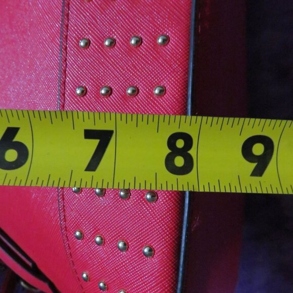 Steve Madden Girl Vibrant Red Vegan Leather Gold Studded Crossbody Bag NWOT - Picture 9 of 9